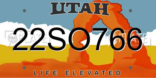 22SO766 Utah License Plate