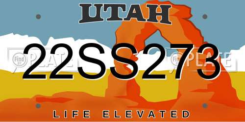 22SS273 Utah License Plate