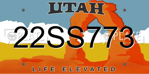 22SS773 Utah License Plate