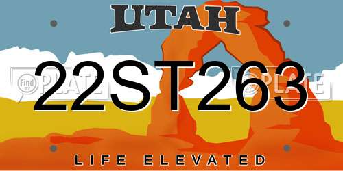 22ST263 Utah License Plate