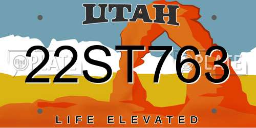 22ST763 Utah License Plate