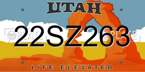 22SZ263 Utah License Plate