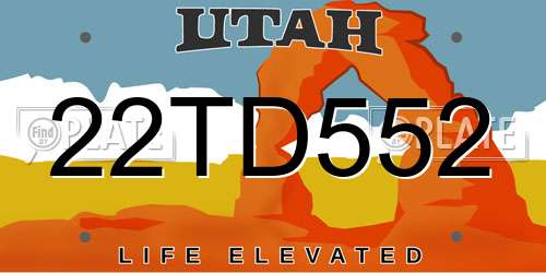 22TD552 Utah License Plate