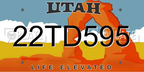 22TD595 Utah License Plate