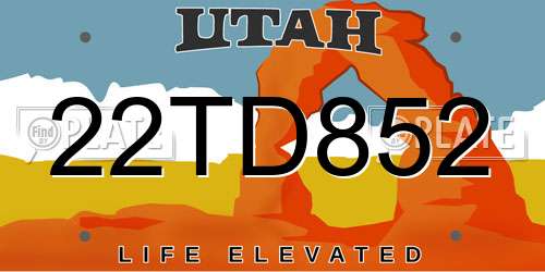22TD852 Utah License Plate