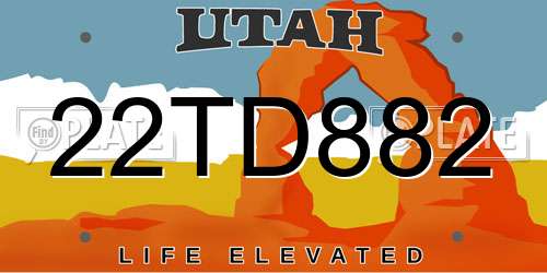 22TD882 Utah License Plate