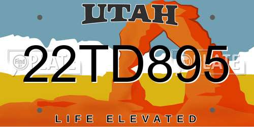 22TD895 Utah License Plate