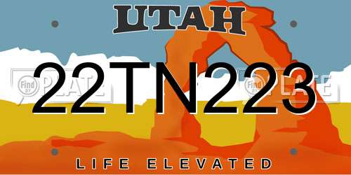 22TN223 Utah License Plate