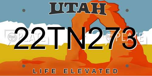 22TN273 Utah License Plate