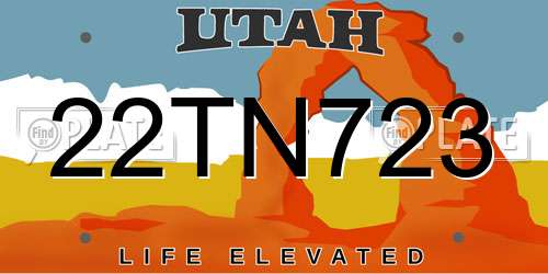 22TN723 Utah License Plate