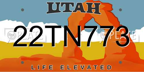 22TN773 Utah License Plate