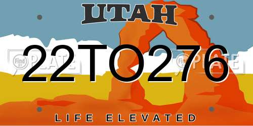 22TO276 Utah License Plate