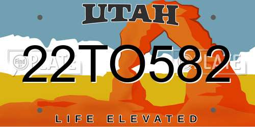 22TO582 Utah License Plate