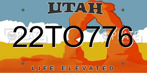 22TO776 Utah License Plate