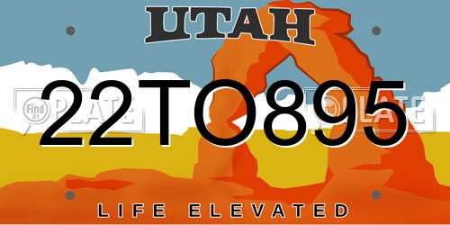 22TO895 Utah License Plate
