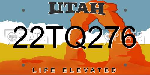 22TQ276 Utah License Plate