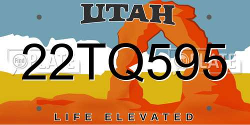 22TQ595 Utah License Plate