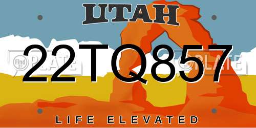 22TQ857 Utah License Plate