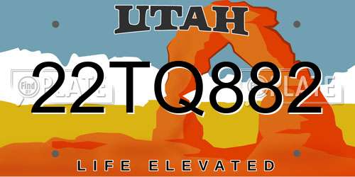 22TQ882 Utah License Plate