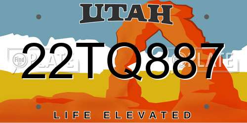 22TQ887 Utah License Plate
