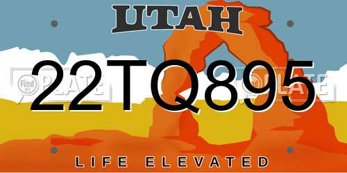 22TQ895 Utah License Plate