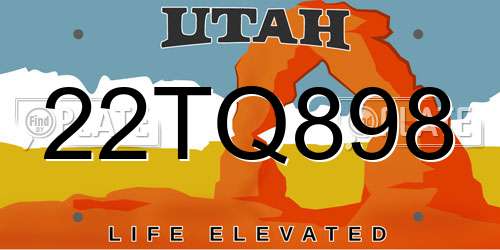 22TQ898 Utah License Plate
