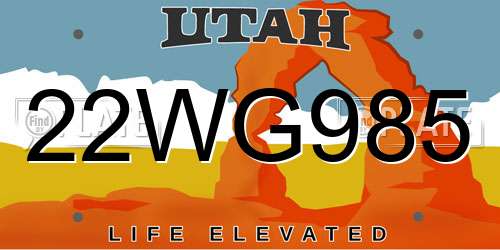 22WG985 Utah License Plate