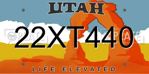 22XT440 Utah License Plate