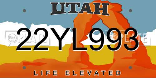 22YL993 Utah License Plate