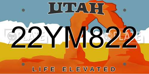 22YM822 Utah License Plate
