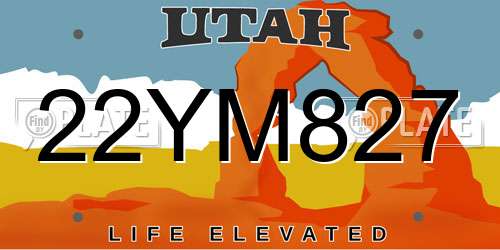 22YM827 Utah License Plate