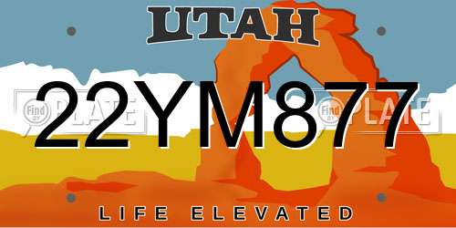 22YM877 Utah License Plate