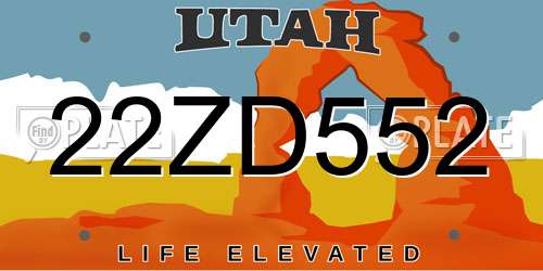 22ZD552 Utah License Plate