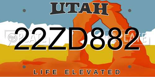 22ZD882 Utah License Plate