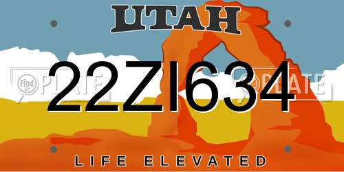 22ZI634 Utah License Plate