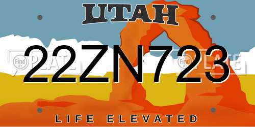 22ZN723 Utah License Plate