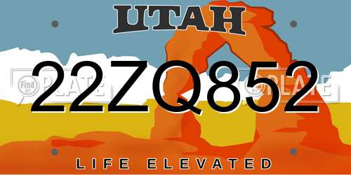 22ZQ852 Utah License Plate