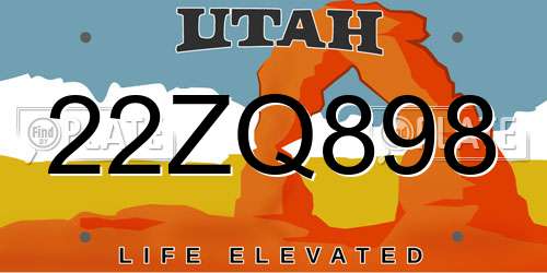 22ZQ898 Utah License Plate