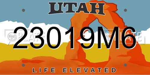 23019M6 Utah License Plate