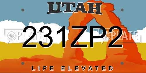 231ZP2 Utah License Plate