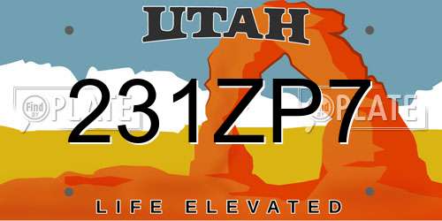 231ZP7 Utah License Plate