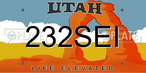 232SEI Utah License Plate
