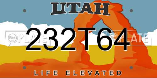 232T64 Utah License Plate