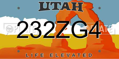232ZG4 Utah License Plate