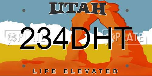 234DHT Utah License Plate