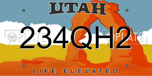 234QH2 Utah License Plate