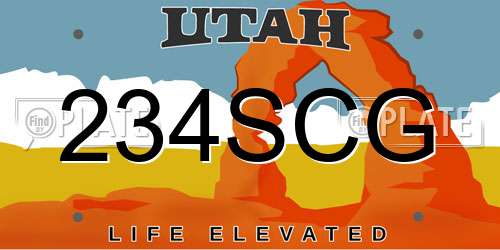 234SCG Utah License Plate