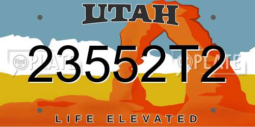 23552T2 Utah License Plate