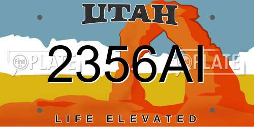 2356AI Utah License Plate