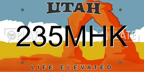 235MHK Utah License Plate